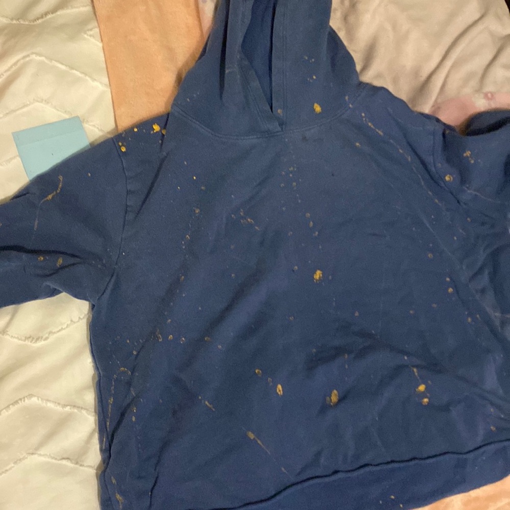 rock and candy size small cropped sweatshirt with gold paint splatter